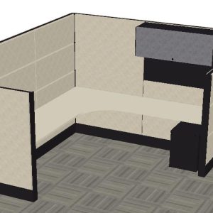 Ethospace Cubicle 7’ Typical B - Overhead, Rail tile & Mobile ped